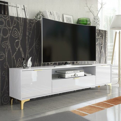 Stand 200cm white full - tv, high