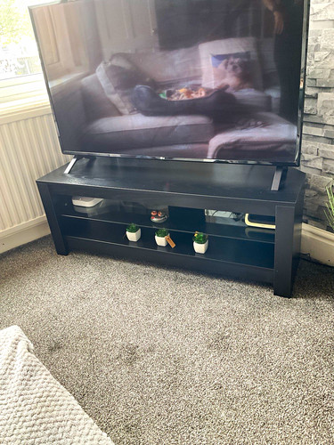 Black wood stand - wood, tv