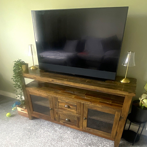 Brown wood stand - wood, tv